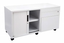 GCAD Metal Mobile Caddy. Quick Delivery. Drawers And Tambour Door 900 L. White Only. Left Or Right Drs